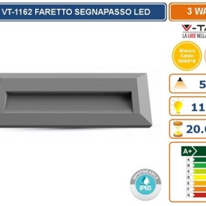 Segnapasso da Parete LED 3w Grigio Luce Calda